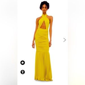Norma Kamali Cross Halter Fishtail Gown